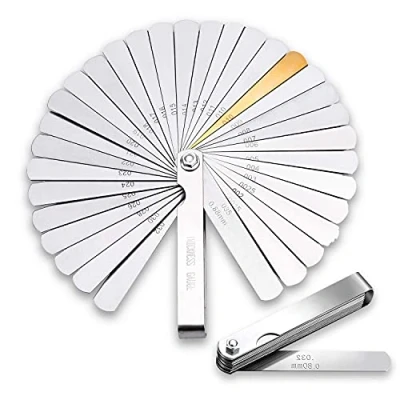 Abbildung von CZ Store Fühlerlehre 32 Stk.✮✮LEBENSLANGE GARANTIE✮✮ Edelstahl Shims zum Prüfen von Ventilspiel &amp; anderen Maßen am Motor Faltbares Werkzeug, Ventillehre, Blattlehre für Auto/Motorrad