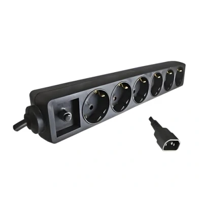 Abbildung von DINIC Steckdosenleiste für USV mit C14 Stecker und Überlastschutz, 6 Fach