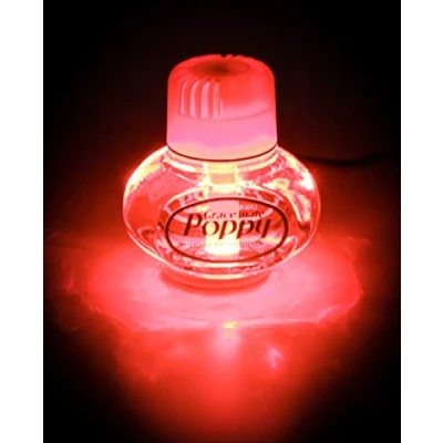 Abbildung von Lufterfrischer Original Poppy, LED Beleuchtung 5 Volt USB Stecker, LEDs 7 Farben Farbwechsel, Duft Inhalt 150 ml, für LKW, PKW (Cattleya)
