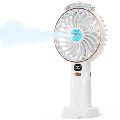Abbildung von DDHTSAL USB Mini Spray Ventilator 4000 mAh Wiederaufladbar Handventilator mit Halterungsockel, 5 Gängen Steuerung Tragbar Ventilatoren für AusgehenHause SeinArbeiten
