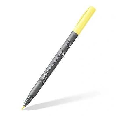 Abbildung von STAEDTLER brush pen pigment Arts, pastellgelb, pigmentierte Premium Zeichentusche, Pinselspitze für variable Linienbreite, wasserfest, schnelltrocknend, 10 pens im Kartonetui, 371 105