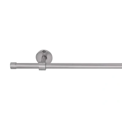 Abbildung von ondeco Moderne All in One Gardinenstange ausziehbar für Wand oder Deckenmontage Edelstahl Optik 120 210 cm