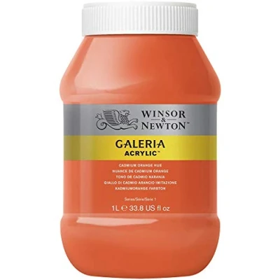 Abbildung von Winsor &amp; Newton 2154090 Galeria Acrylfarbe, hohe Pigmentierung, lichtecht, buttrige Konsistenz, 1000 ml Topf Kadmiumorange