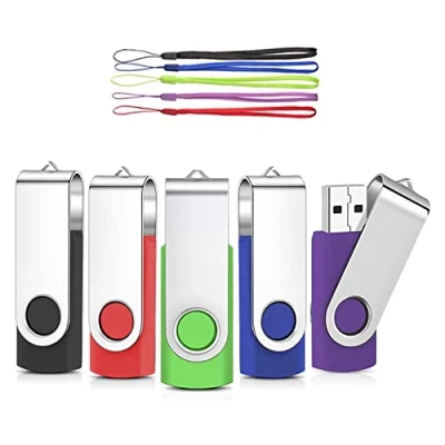 Abbildung von USB Sticks 32GB 5 Stück, AreTop Speicherstick Rotate Metall Mehrfarbig High Speed 2.0 Flash Drive Pack (Mehrfarbig)