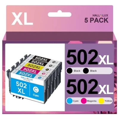 Abbildung von 502XL Multipack Patronen Kompatibel für Epson 502 WF 2860 Druckerpatronen XP 5100 Workforce 2865 2860DWF Expression Home 5105 XP5100 (5er Pack)