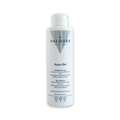 Abbildung von Valquer Laboratories Aqua Gel Gesichtspeeling. Mit Bambuspellets. Feuchtigkeitsspendend, Anti Aging, Antioxidans und reinigend. Alle Hauttypen 200 ml