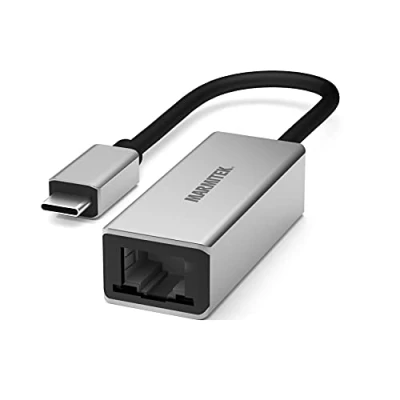 Abbildung von USB C auf Ethernet Adapter Kabel Marmitek UE24 Thunderbolt Verbinden zu LAN Sie Ihren Mac oder Laptop fest mit einem Router, obwohl EIN RJ45 Anschluss fehlt USBC Wandler