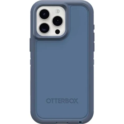 Abbildung von OtterBox Schutzhülle für iPhone 15 Pro Max (nur Defender Series XT, Babyblaue Jeans (blau), ohne Bildschirm, robust, rastet an MagSafe mit Schlüsselband