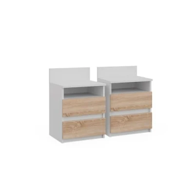 Abbildung von Vicco Nachttisch Monty, Weiß/Sonoma, 32.3 x 59.1 cm 2er Set