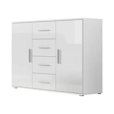 Abbildung von Mirjan24 Kommode Uni Soho, Highboard, Sideboard, Farbauswahl, Mehrzweckschrank, Anrichte, Wohnzimmerschrank, Schrank, Wohnzimmer (Weiß/Weiß Hochglanz)