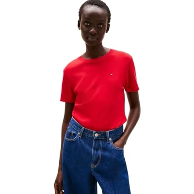 Abbildung von Tommy Hilfiger CODY CNK SS Tshirt basic, Damen, Größe: Large, Primary red