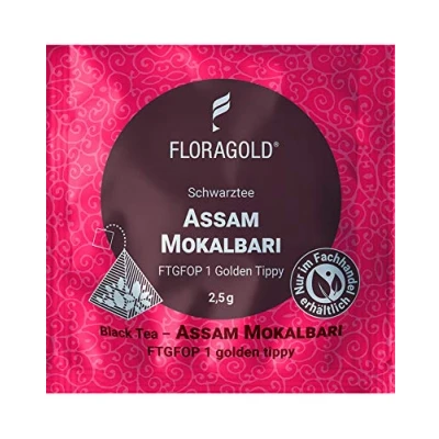 Abbildung von Schwarztee Assam FTGFOP 1 Mokalbari Golden Tippy 100 Pyramidenbeutel von Floragold