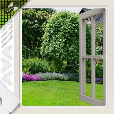 Abbildung von KESSER® Fliegenschutzgitter für Fenster 100 x 120 cm mit Aluminium Rahmen Fliegengitter Fliegenschutz Insektenschutz, mückengitter, moskitonetz, Spannrahmen, ohne Bohren und Schrauben Weiß