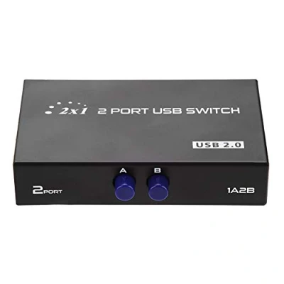 Abbildung von ASHATA 2/4 Port USB 2.0 Sharing Switch, Umschalter Schaltkasten Switch Box Hub,Manuelle Umschaltbox Switcher Adapter für PC Computer Drucker Scanner Schwarz(2 Port)