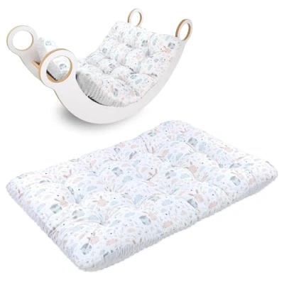 Abbildung von Bodenkissen groß 70x110 cm Sitzkissen Kinder Boden Spielmatte Baby Bodenmatratze Kinderzimmer Eulen mit Hellgrau