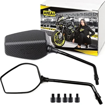 Abbildung von Area1 Motorradspiegel Motorrad Rückspiegel Set (rechts+links) e geprüft 2xM10 Rechtsgewinde. Kompatibel mit Mondial 295