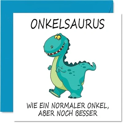 Abbildung von Stuff4 Lustige Geburtstagskarten für Onkel Onkelsaurus Scherz Happy Birthday Karte von Nichte Neffe, Geburtstagsgeschenke, 145 mm x Geschenk