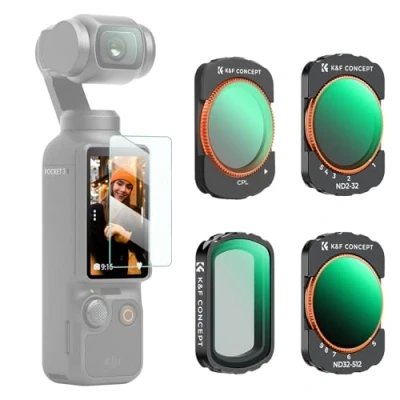 Abbildung von K&amp;F Concept Magnetic Variable ND&amp;CPL&amp; Black Mist 1/4 Filter Set für DJI Osmo Pocket 3 Creator Combo Zubehör 4 Pack CPL Diffusion ND2 32(1 5 Stop) ND32 512(5 9