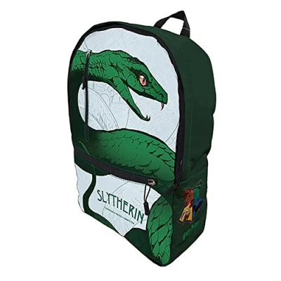 Abbildung von Harry Potter Rucksack (Slytherin Design) 30cm x 40cm 12cm Offizielles Lizenzprodukt