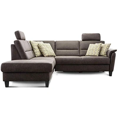 Abbildung von Cavadore Ecksofa Palera mit Federkern / L Form Sofa Ottomanen links 236 x 89 212 Büffellederoptik Braun