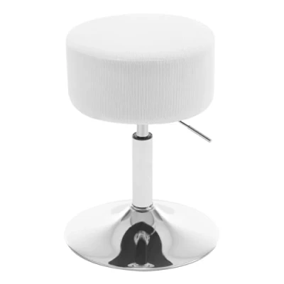 Abbildung von WOLTU Schminkhocker, Schminktisch Hocker, Barhocker rund, Design Hocker höhenverstellbar drehbar, Bürohocker Arbeitshocker Küchenhocker, gepolstert, Cord Sitzfläche, Weiß, BH409ws 1