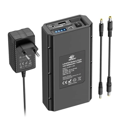 Abbildung von Power Bank 6000 mAh 12 V LiFePO4 Powerbank tragbares Ladegerät mit LED Display, 3 Ausgänge und 1 Ausgang kompatibel Smartphone, Streifen, Überwachungskamera