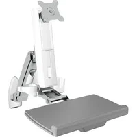 Abbildung von ICY BOX IB MS600 W Wandhalterung fuer einen Monitor bis zu 24 zoll (61 cm) Bildschirmdiagonale mit Tastatur und Mausablage,Silber, Grau, Weiß