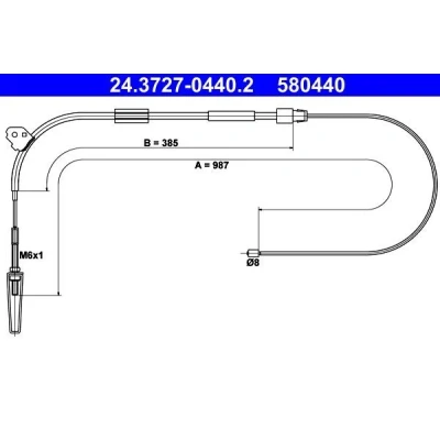 Abbildung von ATE 24.3727 0440.2 Handbremsseil 987 MERCEDES BENZ: A Klasse