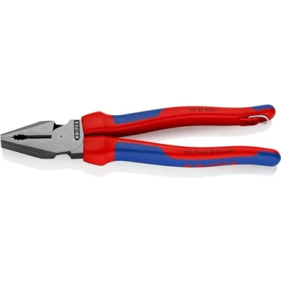 Abbildung von Knipex Kraft Kombizange schwarz atramentiert, mit Mehrkomponenten Hüllen, Befestigungsöse zum Anbringen einer Absturzsicherung 225 mm 02 T