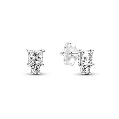 Abbildung von Pandora Sparkling Round Square Ohrringe, Damen, Größe: One Size, Sterling silver