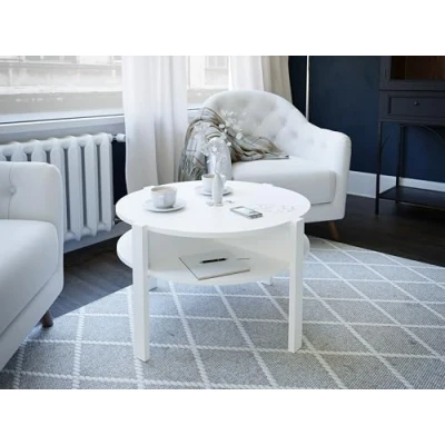 Abbildung von Forte TOBAGO Couchtisch, Holzwerkstoff, weiß, B x H T: 74,4 45,5 cm