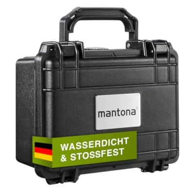 Abbildung von Mantona Outdoor Fotokoffer S Wasserdichter Kamerakoffer inkl. zuschneidbare Schaumstoffeinlagen, staubdicht &amp; stoßfest, ideal für Gopro Zubehör (21x16.7x9cm)