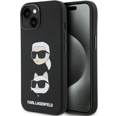 Abbildung von Karl Lagerfeld KLHCP15MSDHKCNK Hülle für iPhone 15 Plus 6.7&quot; Schwarz Silicone Karl&amp;Choupette Head