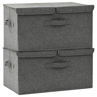 Abbildung von vidaXL 2X Aufbewahrungsbox Spielzeugkiste Spielzeugbox Stoffbox Faltkiste Faltbox Regalkorb Kiste Korb Box Organizer Stoff 50x30x25cm Anthrazit