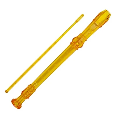 Abbildung von A Star Sopran /Descant Schulblockflöteninstrument, englische/barocke Griffweise Tonart C mit Lerntabelle, Tasche, Putzstock Gelb