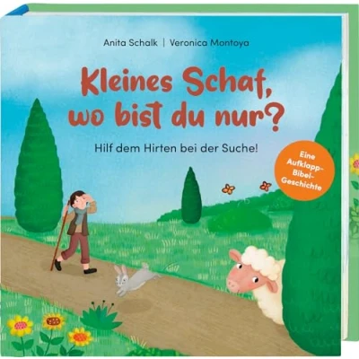 Abbildung von Meine Aufklapp Bibel. Kleines Schaf, wo bist du nur?: Hilf dem Hirten bei der Suche!