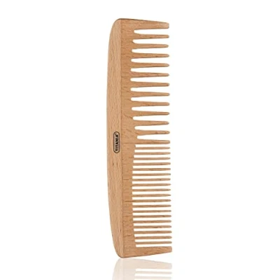 Abbildung von TITANIA Strähnen Kamm aus 100% natürlichem Holz Haarkamm ideal für Locken &amp; normales Haar Holzkamm (18cm)