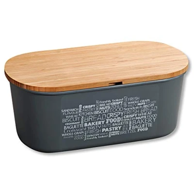 Abbildung von Kesper Brotbox, Material: Melamin, Bambus, Maße: B: 34 x H: 14 T: 18 cm, Farbe: Grau, Braun 58501