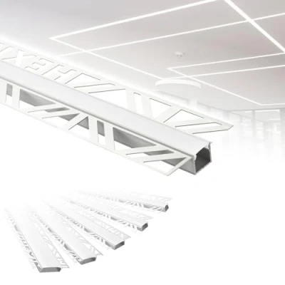 Abbildung von HEXIM LED Trockenbauprofil Alu Unterputzprofil Profil (2 Meter / 1 Profil) inkl. Abdeckung opal Trockenbauleiste Einbauprofil Schiene Decke Wand (ALED 1, Leuchtbreite 12mm)