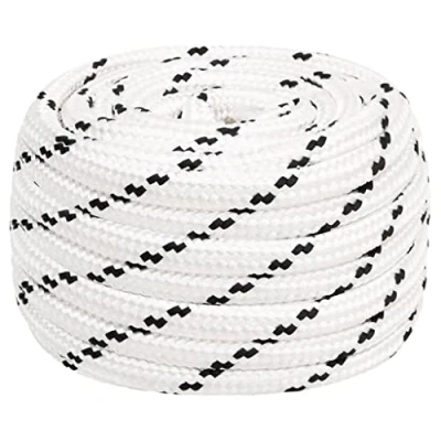 Abbildung von vidaXL Bootsseil Geflochten Festmacher Seil Flechtleine Bootstau Flechtschnur Tauwerk Ankerleine Mehrzweckseil Leine Weiß 16mmx25m Polyester