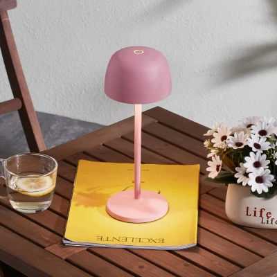 Abbildung von Lindby LED Akku Tischleuchte Arietty, pink, Alu, 27cm, IP54