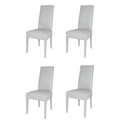 Abbildung von t m c s Tommychairs 4er Set Moderne Stühle Luisa für Küche und Esszimmer, robuste Struktur aus lackiertem Buchenholz Farbe Hellgrau, Gepolstert mit hellgrauem Kunstleder bezogen