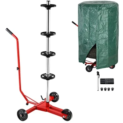 Abbildung von Monzana® Felgenbaum 225 mm fahrbar mit Schutzhülle bis 100kg belastbar 3 Rollen Felgenhalter Reifenständer Reifenhalter
