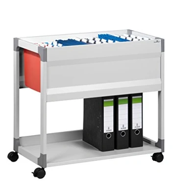 Abbildung von Durable System File Trolley 90 A4 grau, für bis zu Hängemappen oder 8 Hängeordner 750 x 715 432 mm , 378410
