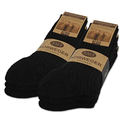 Abbildung von 6 Paar Norweger Socken mit Wolle Damen &amp; Herren Wintersocken Schwarz Grau Anthrazit 10500 (Schwarz 39 42)