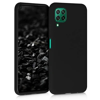 Abbildung von kwmobile Hülle kompatibel mit Huawei P40 Lite weiches TPU Silikon Case Cover geeignet für kabelloses Laden Schwarz