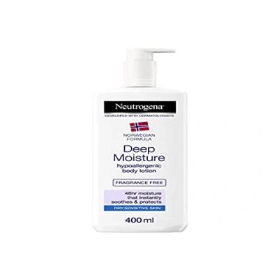 Abbildung von Neutrogena, Flüssige Körpercreme mit intensiver Feuchtigkeitszufuhr, ohne Duft, hypoallergen, für trockene und empfindliche Haut 400 ml