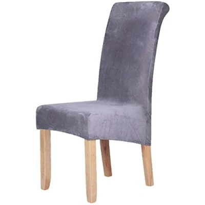 Abbildung von Homaxy Samt Stuhl Deckt Satz von 4, Stretch Esszimmer Slipcover, Spandex Plüsch Decken Große Protector (grau)