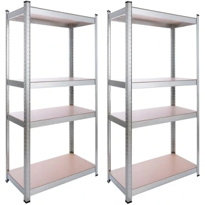 Abbildung von Arebos Schwerlastregal 2er Set 160x80x40 cm 320kg Tragkraft 4 MDF Platten Einfache Montage durch Stecksystem Regal Lagerregal Kellerregal Steckregal Werkstattregal verzinkt