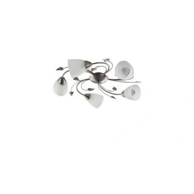 Abbildung von Lindby Deckenleuchte Yannie, dimmbar, Leuchtmittel nicht inklusive, Metall, Glas, nickel, weiß, 5 flammig, E14, Deckenleuchte, Lampe